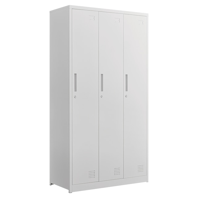 Lyreco Clothing Cabinet, 3 Doors, White, 174cm 1