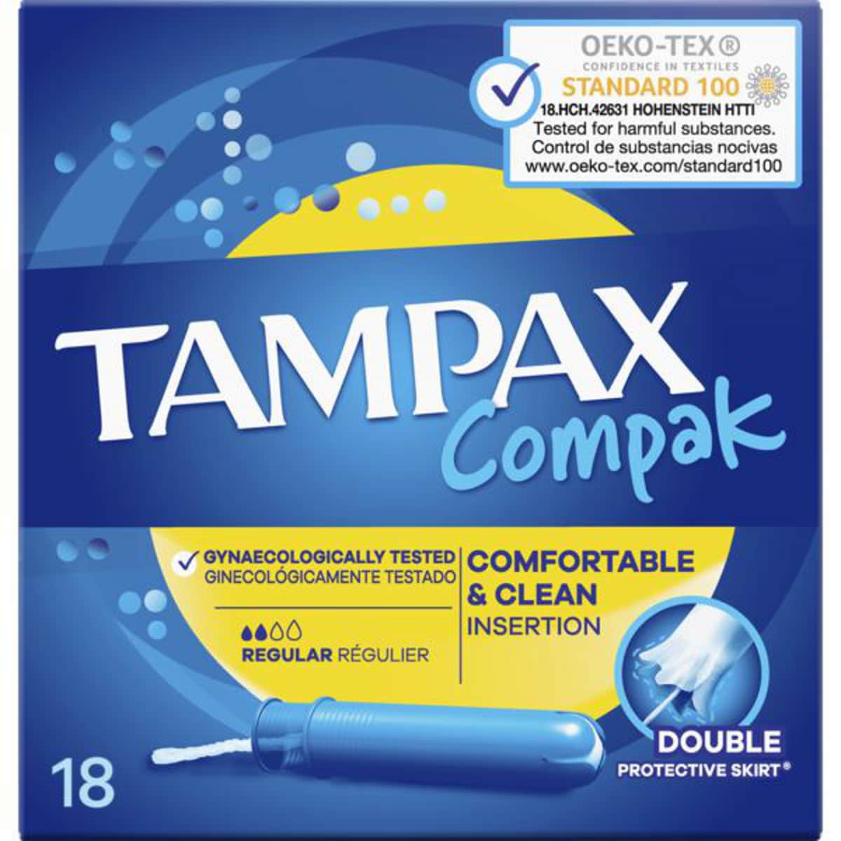 Tampax Compak Regular Tampons With Applicator - Pack of 18 1