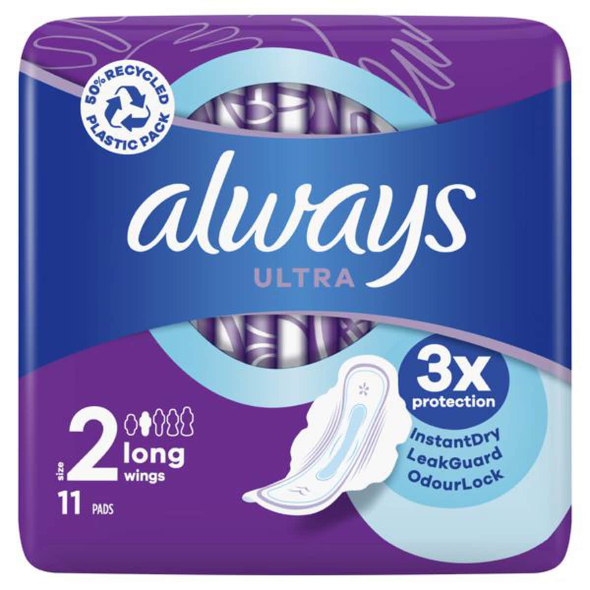 Always Ultra Day Sanitary Towels Long (Size 2) Wings - Pack of 11 1