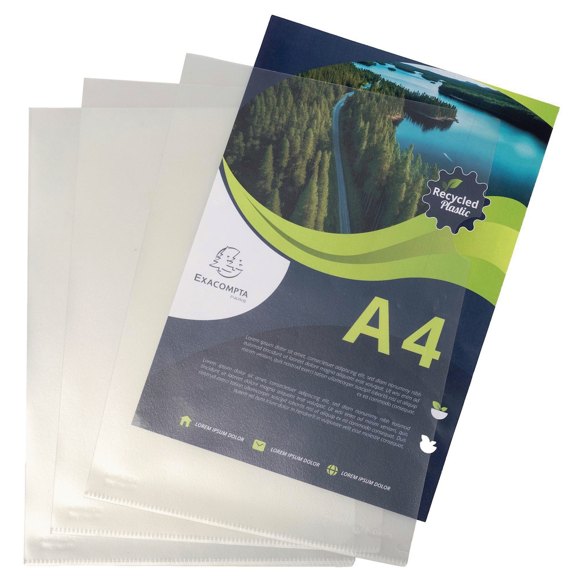 Exacompta FLASH Recycled A4 Square Cut Folders - Pack of 100 Clear 1