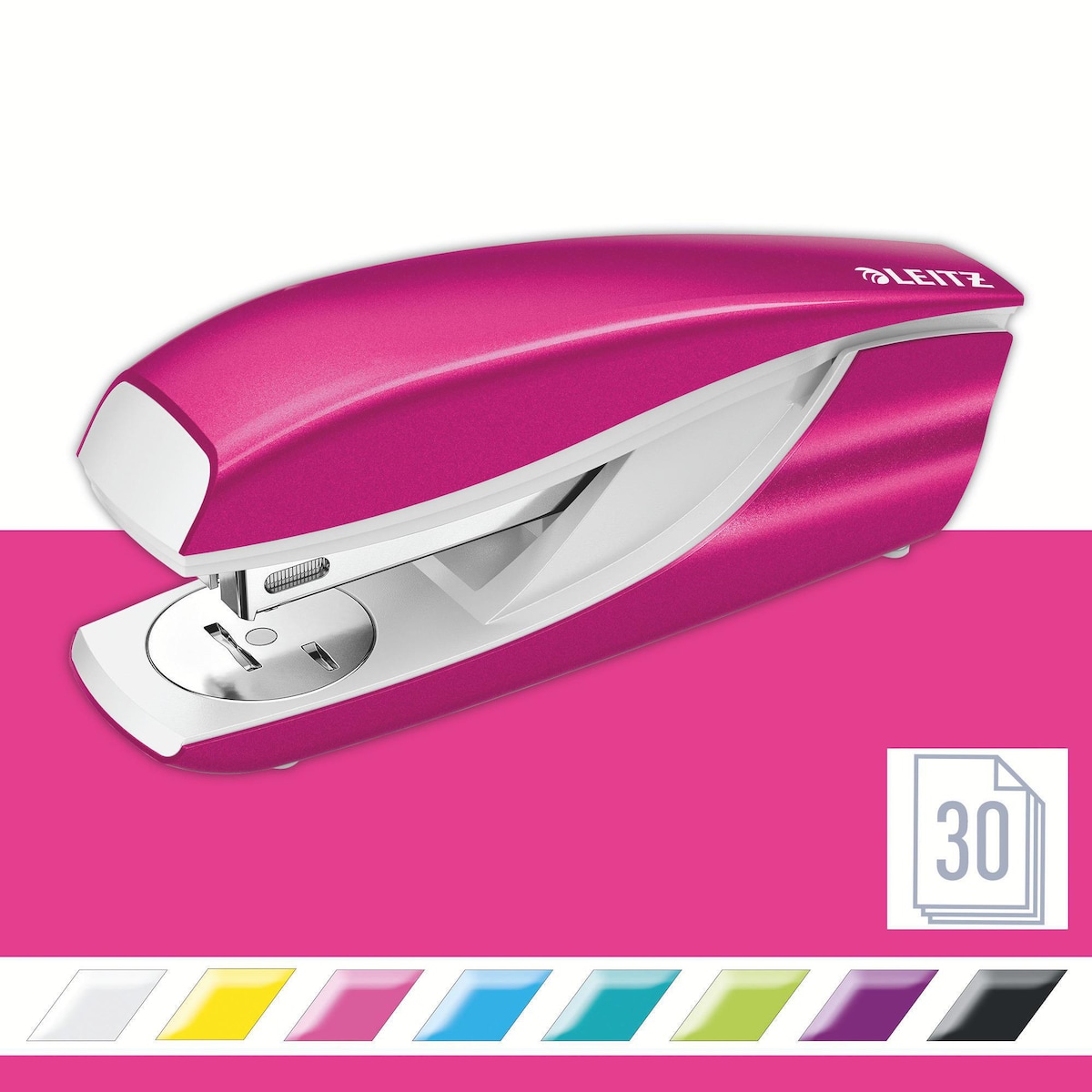 Leitz WOW Stapler 30 Sheets Half Strip Metal Pink 1