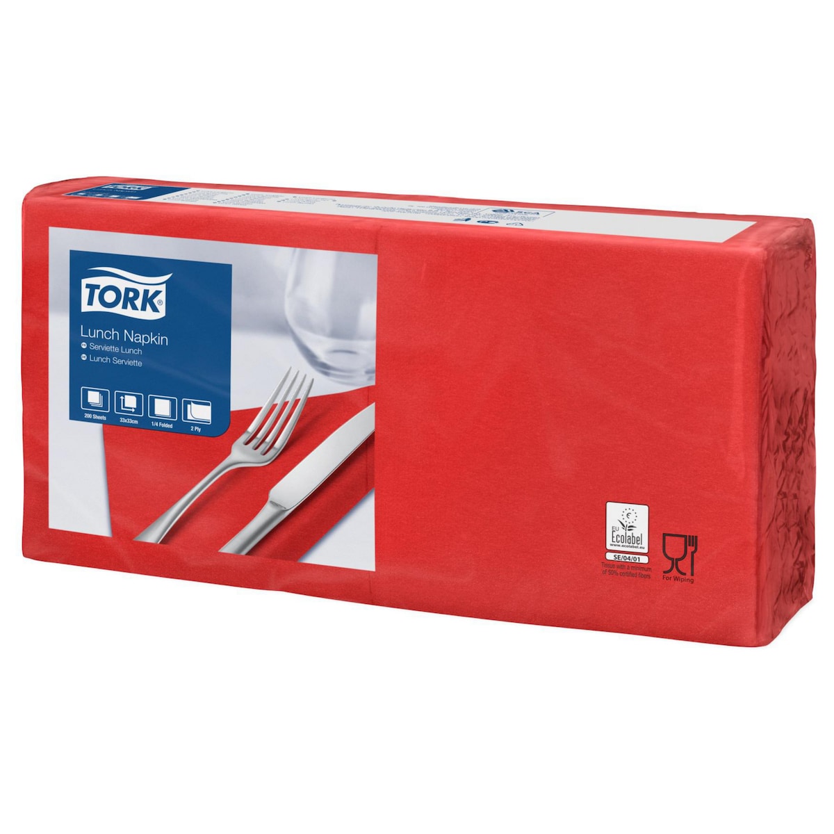 Pack Of 200 Tork Napkins 2ply 32cm Red 1