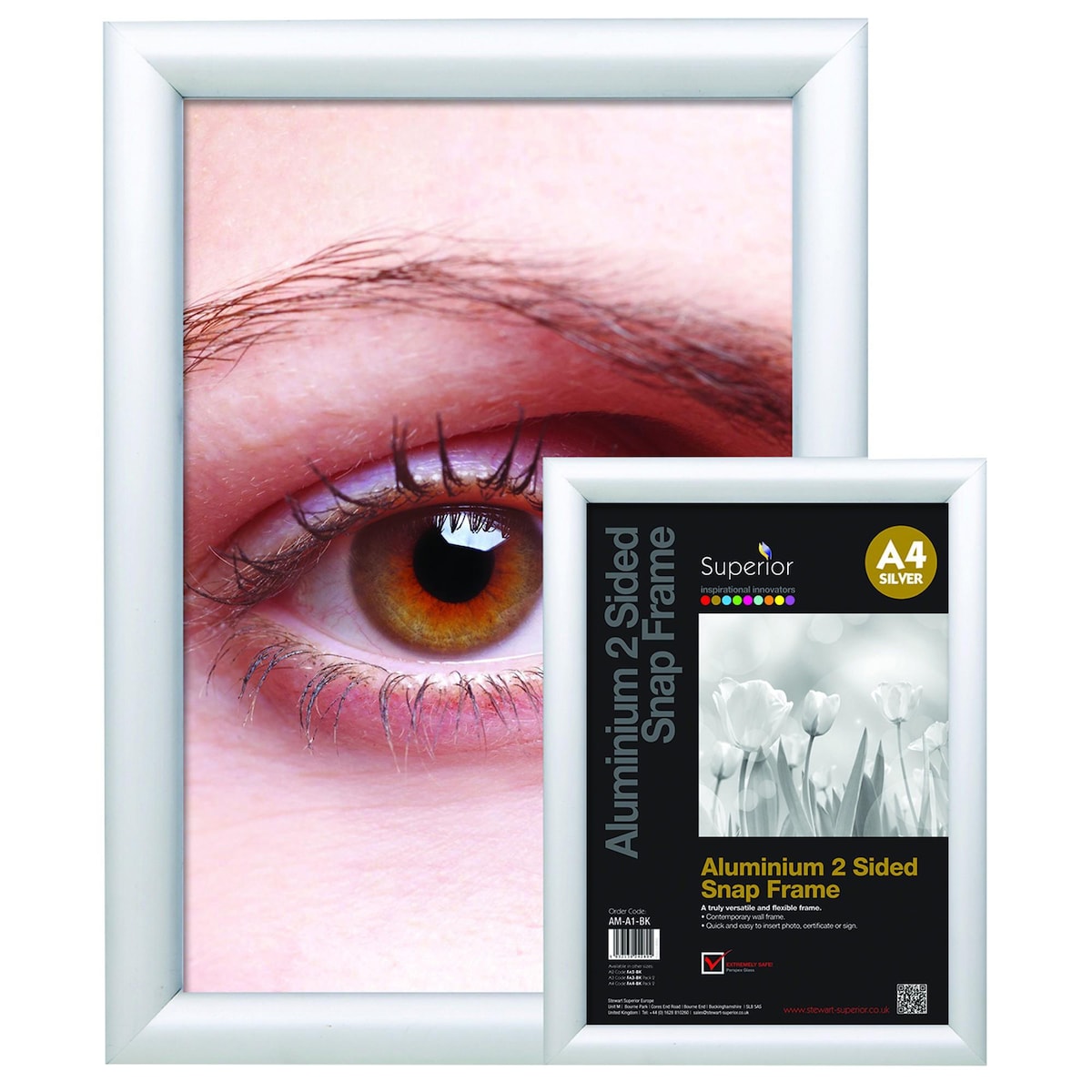 Aluminium 4 Sided Snap Frame Size A4 Silver 1
