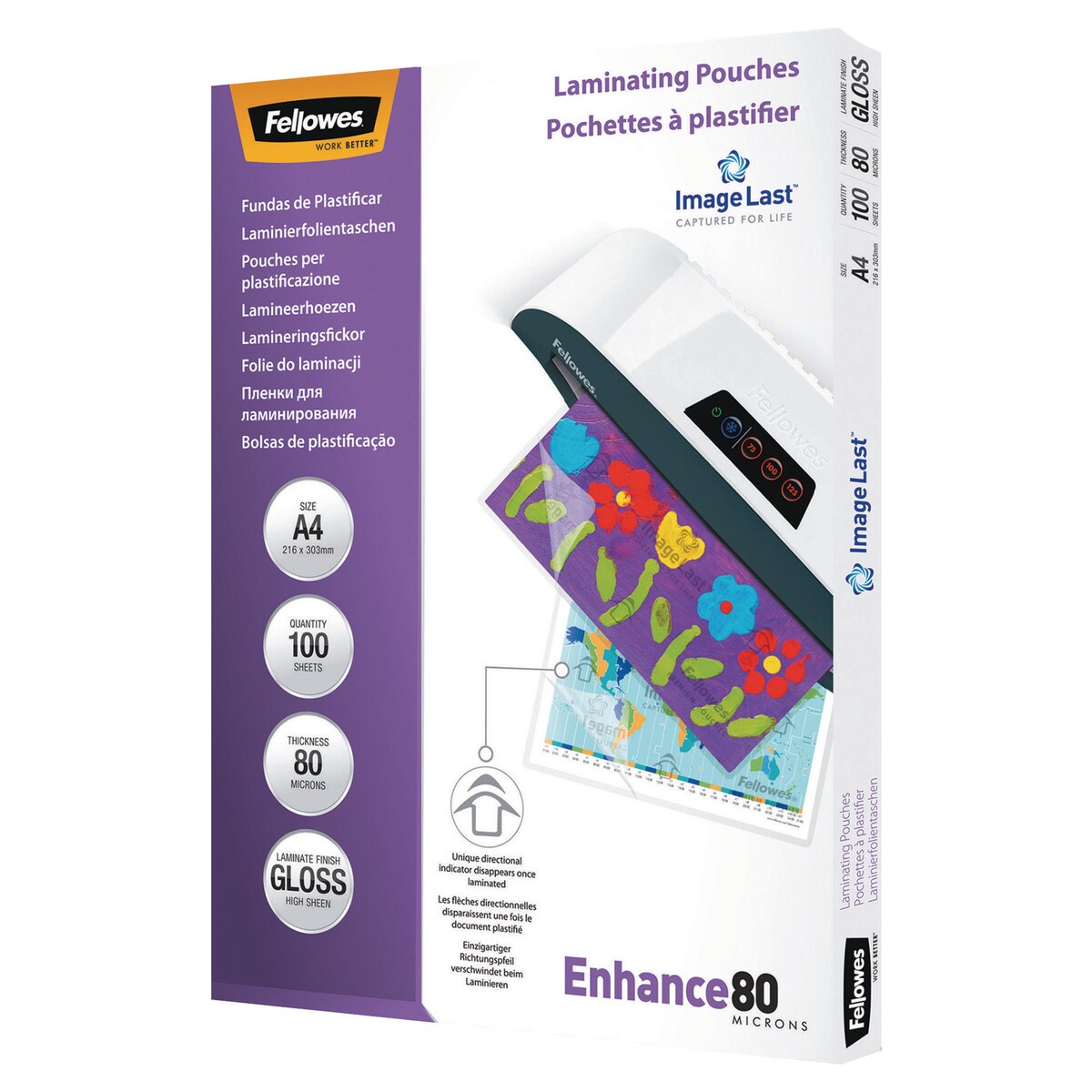 Fellowes Self-Adhesive Laminating Pouch A4 2X80Mi - Box of 100 1