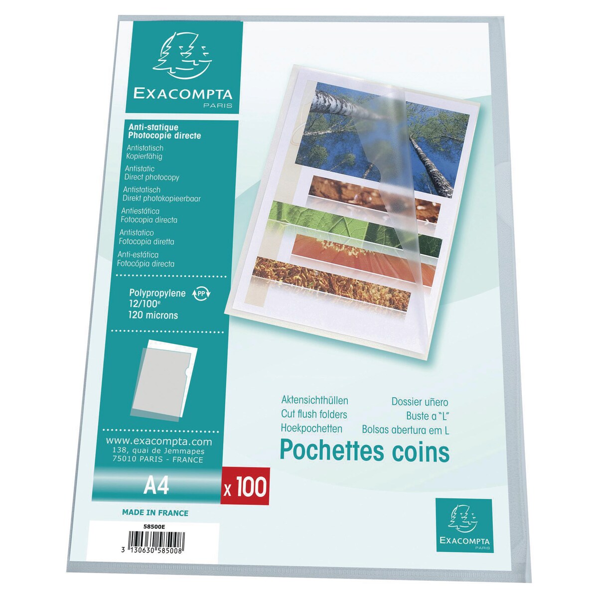 Exacompta Cut Flush Grained Plastic Folder Clear 120 Micron A4-Pack of 100 1