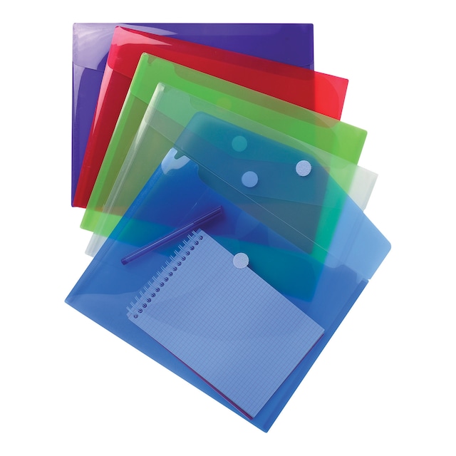 Exacompta A4 Document Wallets with Velcro - Assorted Colour, Pack of 5 1