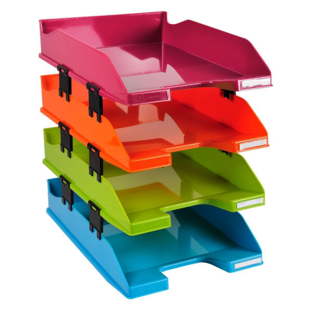 Exacompta Iderama Set of 4 COMBO MIDI A4+ Letter Trays, Assorted Colours 1