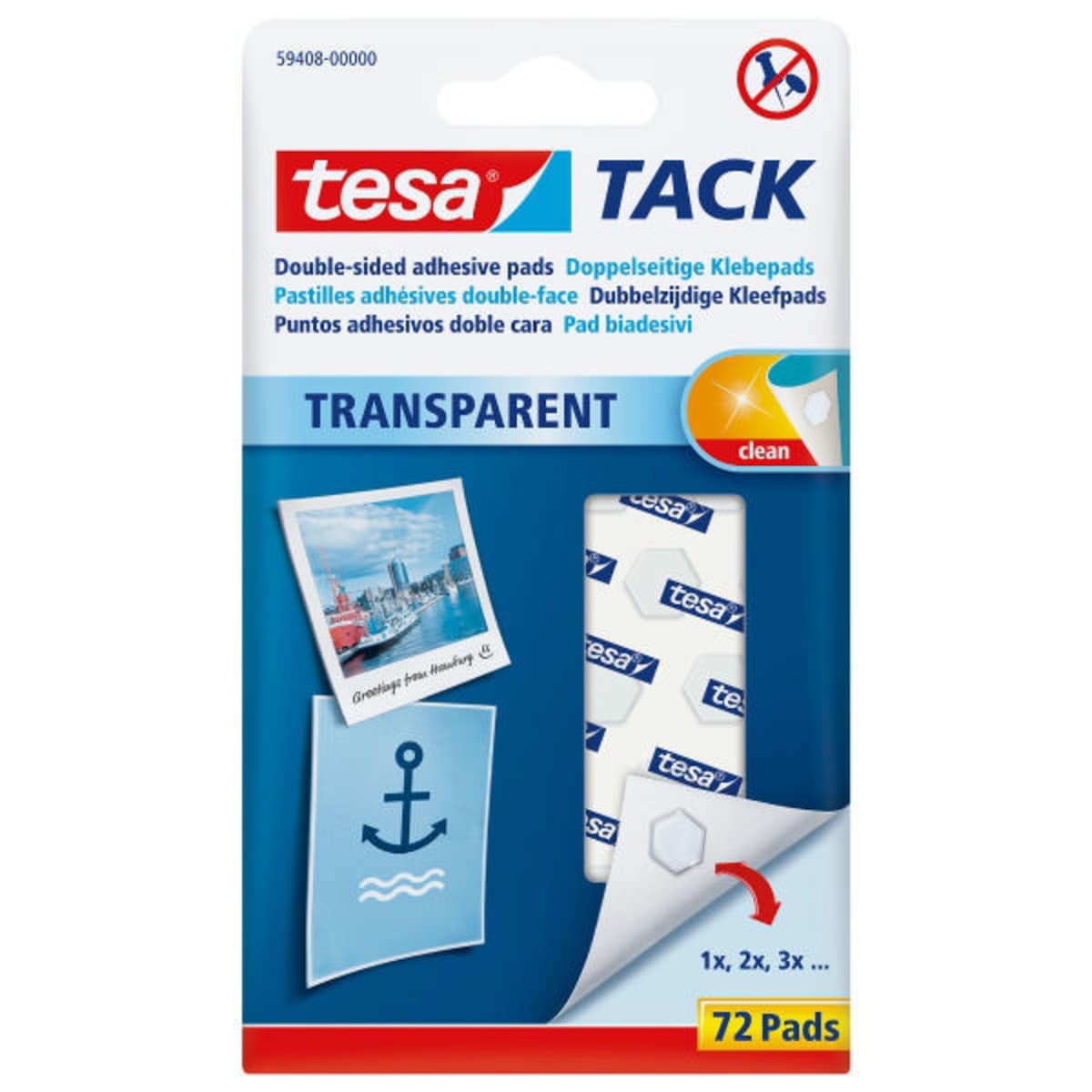 tesa Tack Transparent Double-sided Adhesive Pads - Pack of 72 1