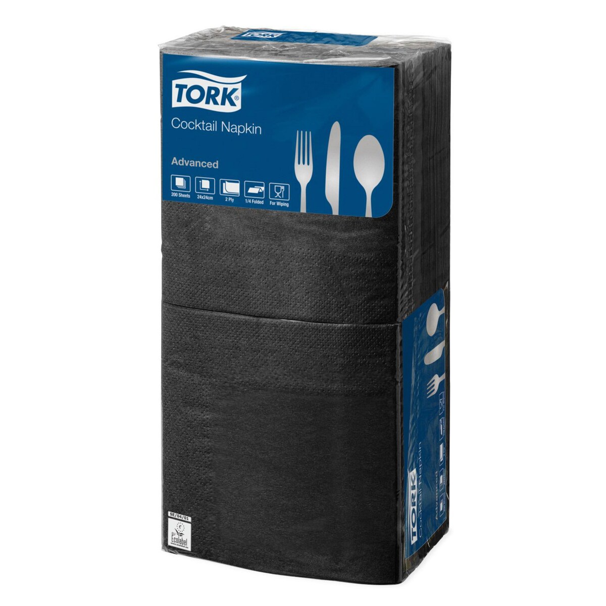 Pack Of 200 Tork Cocktail Napkin 2ply 24cm Black 1
