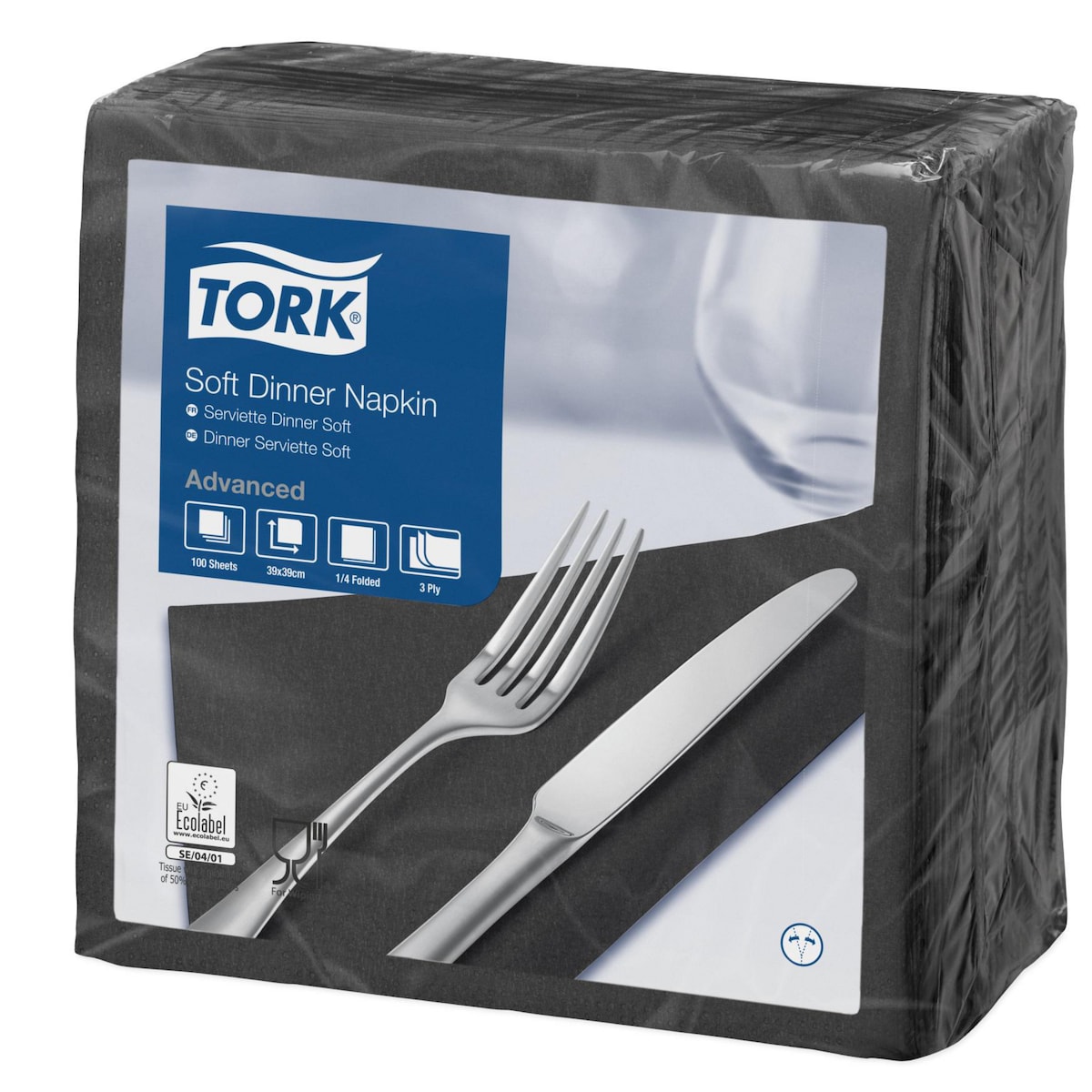 Pack Of 1200 Tork Soft Napkins 3ply 39cm Black 1