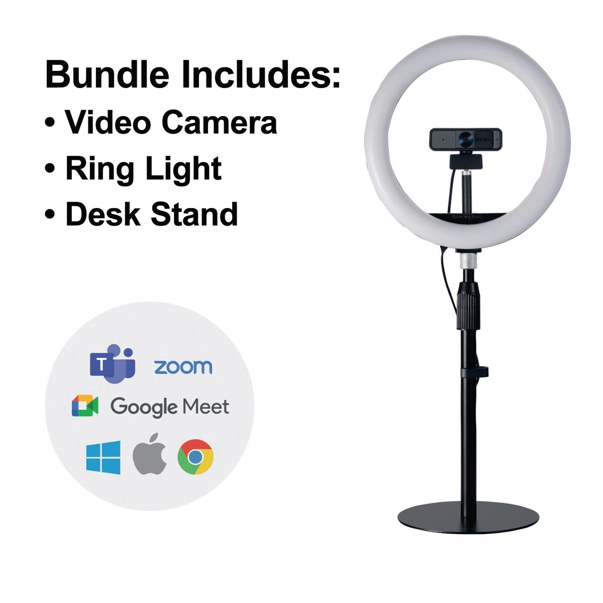 Kensington Pro VC Desk Bundle 1, W1050 Web Camera, Desk Stand & Ring Light 1