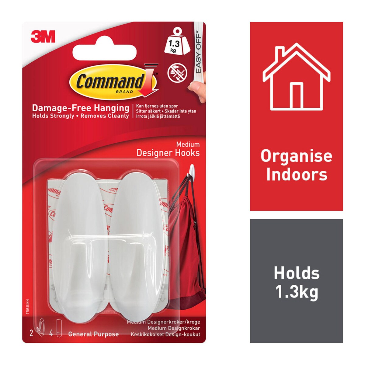 Command Oval Adhesive Hook - Medium, Pack of 2 1