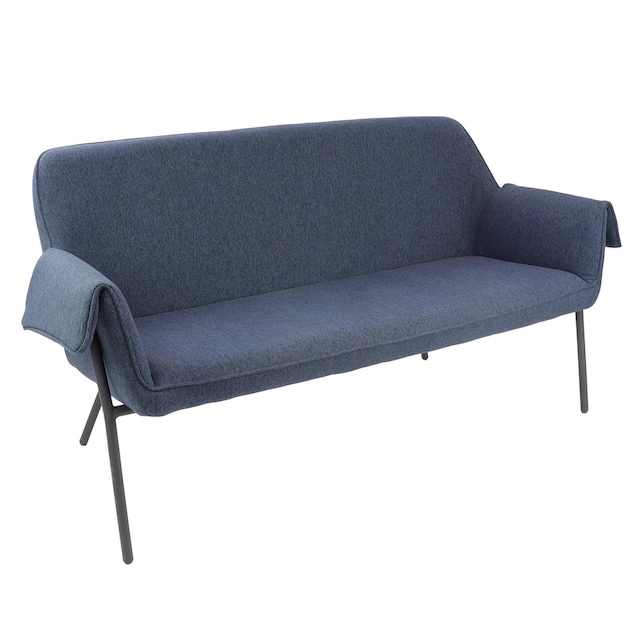 Liana Two Seater Sofa with Black Metal Frame - Mid-Blue- Del & Ins 1