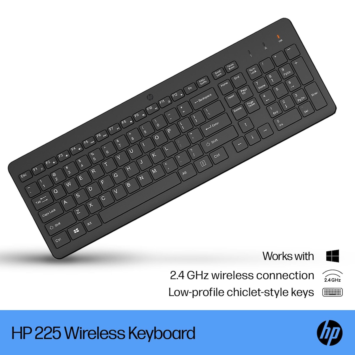 HP 225 Wireless Keyboard Compact Office Keyboard Black 1