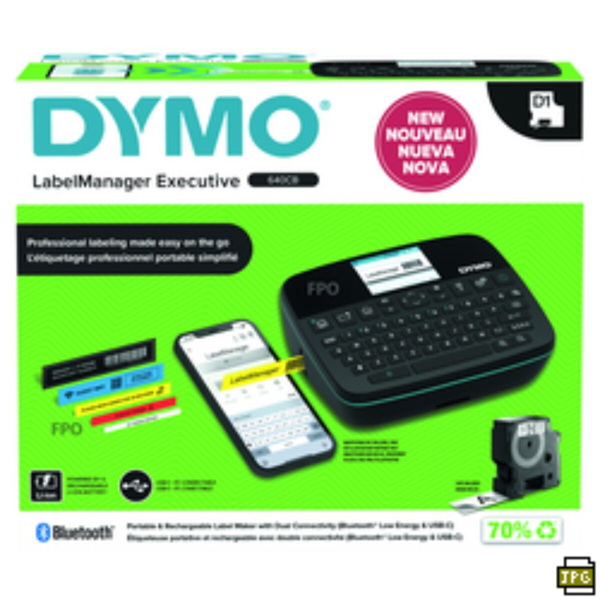 Dymo 640 Label manager QWERTY + 5 x D1 Tapes Black on White 24mm x 7m 1