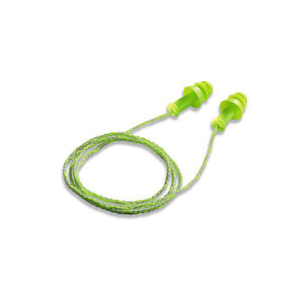 PK50 UVEX WHISPER+ CORDED REUSABLE EARPLUGS LIME GREEN 1