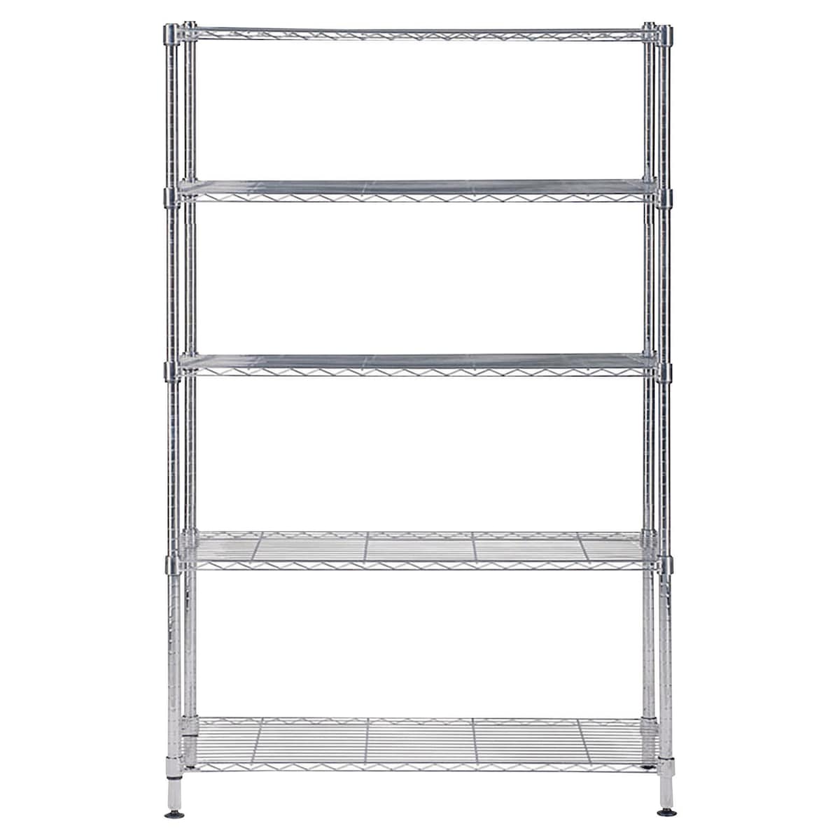 Alba Chrome Steel Large Shelving Unit - 5 Shelves 1