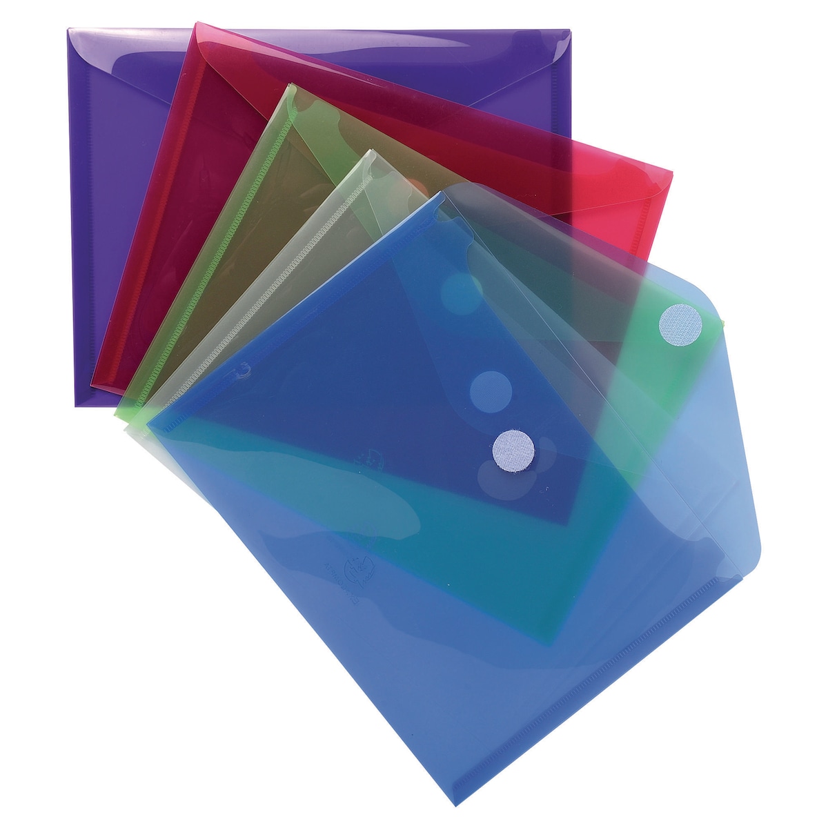 Exacompta Translucent Polypropylene Wallets 24x18cm, Assorted Colours - Pack 5 1