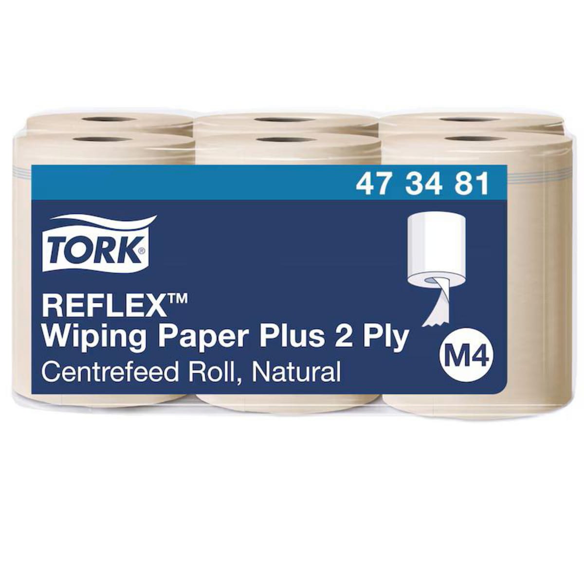 Tork Reflex Natural Wiping Paper M4, 2 Ply, 473481 - Pack of 6 1