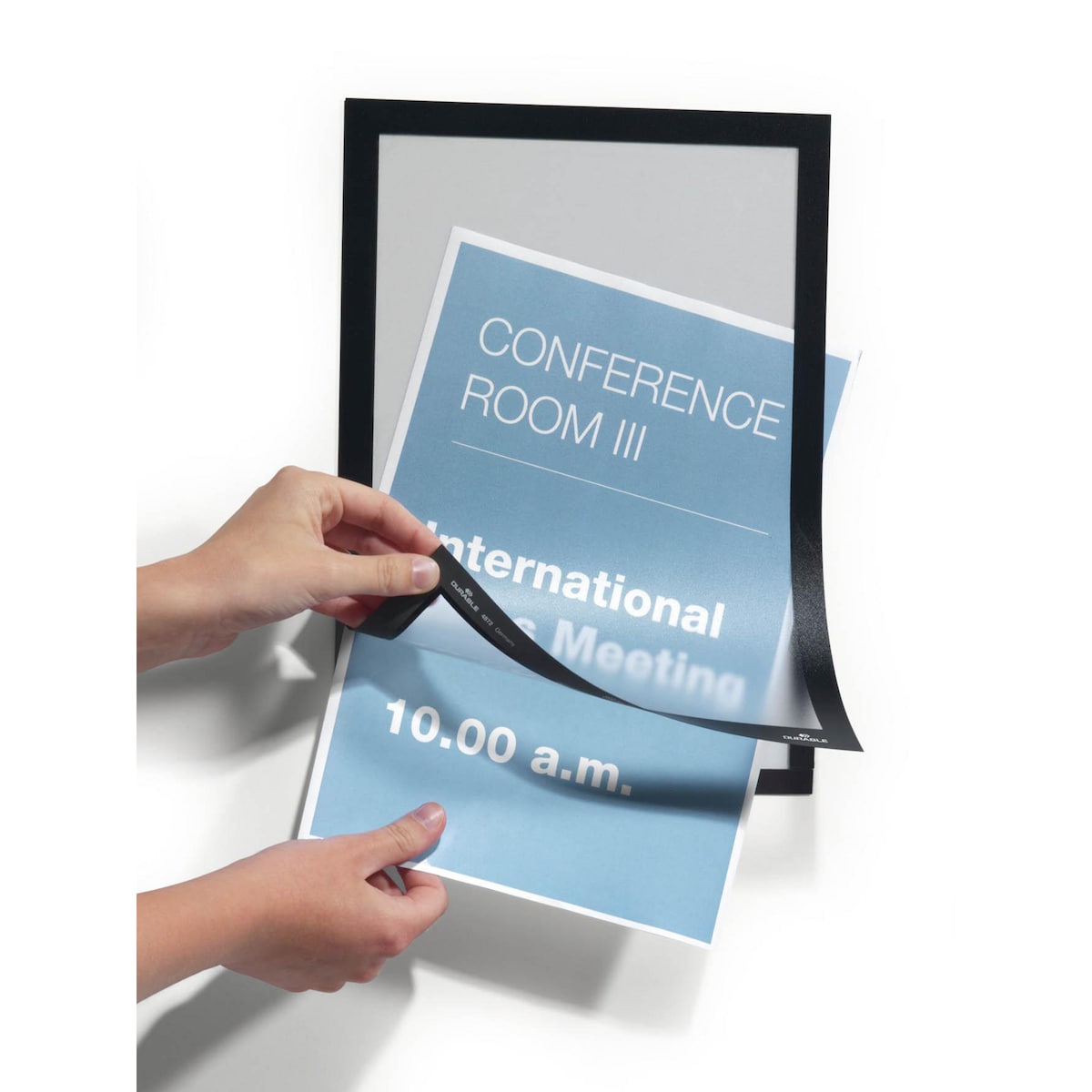 Durable DURAFRAME Self Adhesive Signage Magnetic Frame - A4 Black, Pack of 2 1