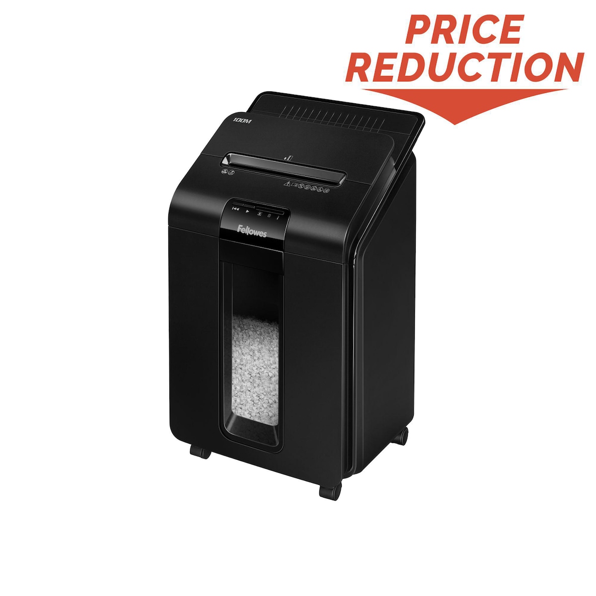 Fellowes 100 Sheet Auto Feed Mini Cut Shredder - AutoMax 100M with 27L Bin, P-4 1