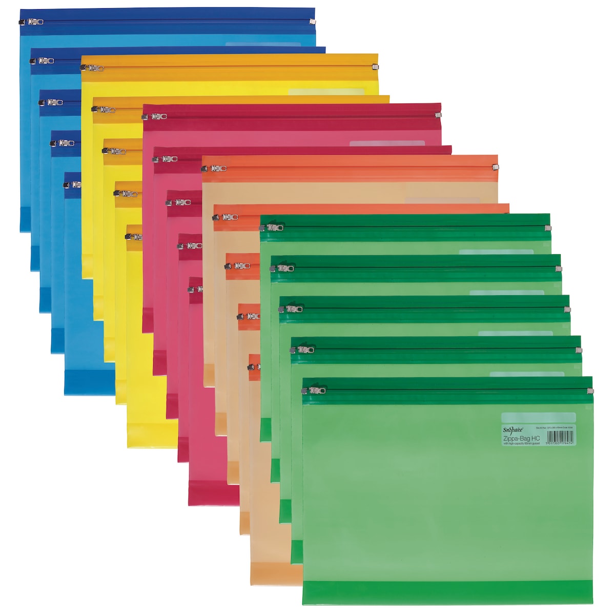Snopake High Capacity Zippa Bag A4+, Assorted 1