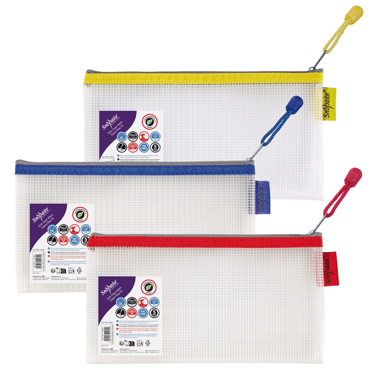 Snopake EVA Mesh Zippa Bag DL Assorted 1