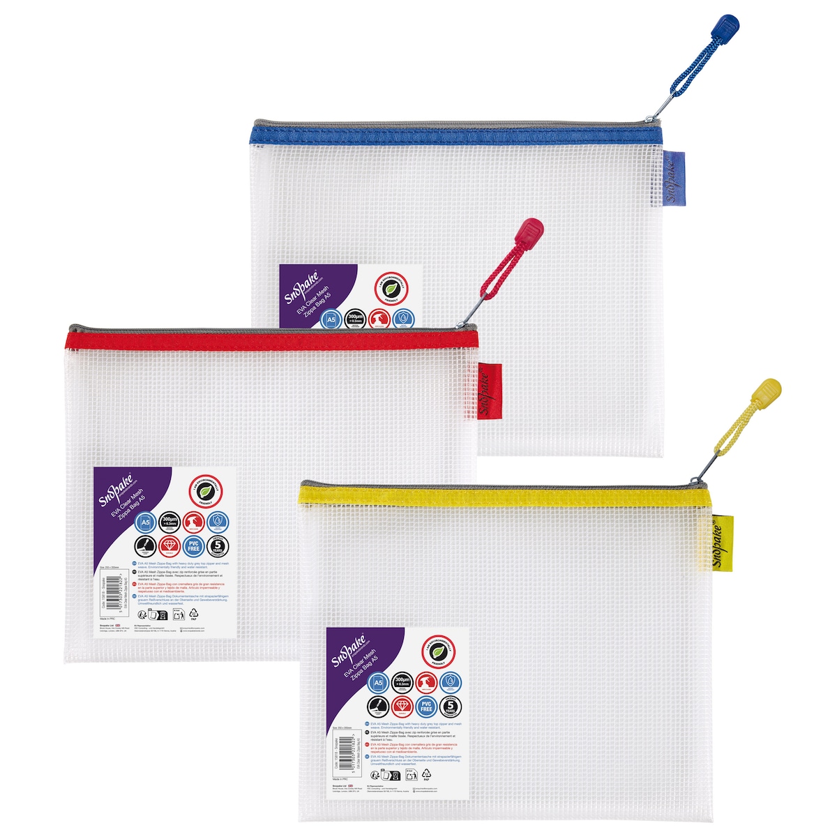Snopake EVA Mesh Zippa Bag A5 Assorted 1