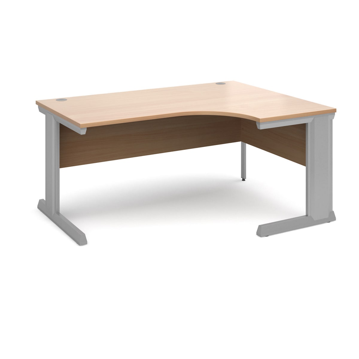 Vivo right hand ergonomic desk 1600mm  silver frame, beech top  Del Only Excl NI 1