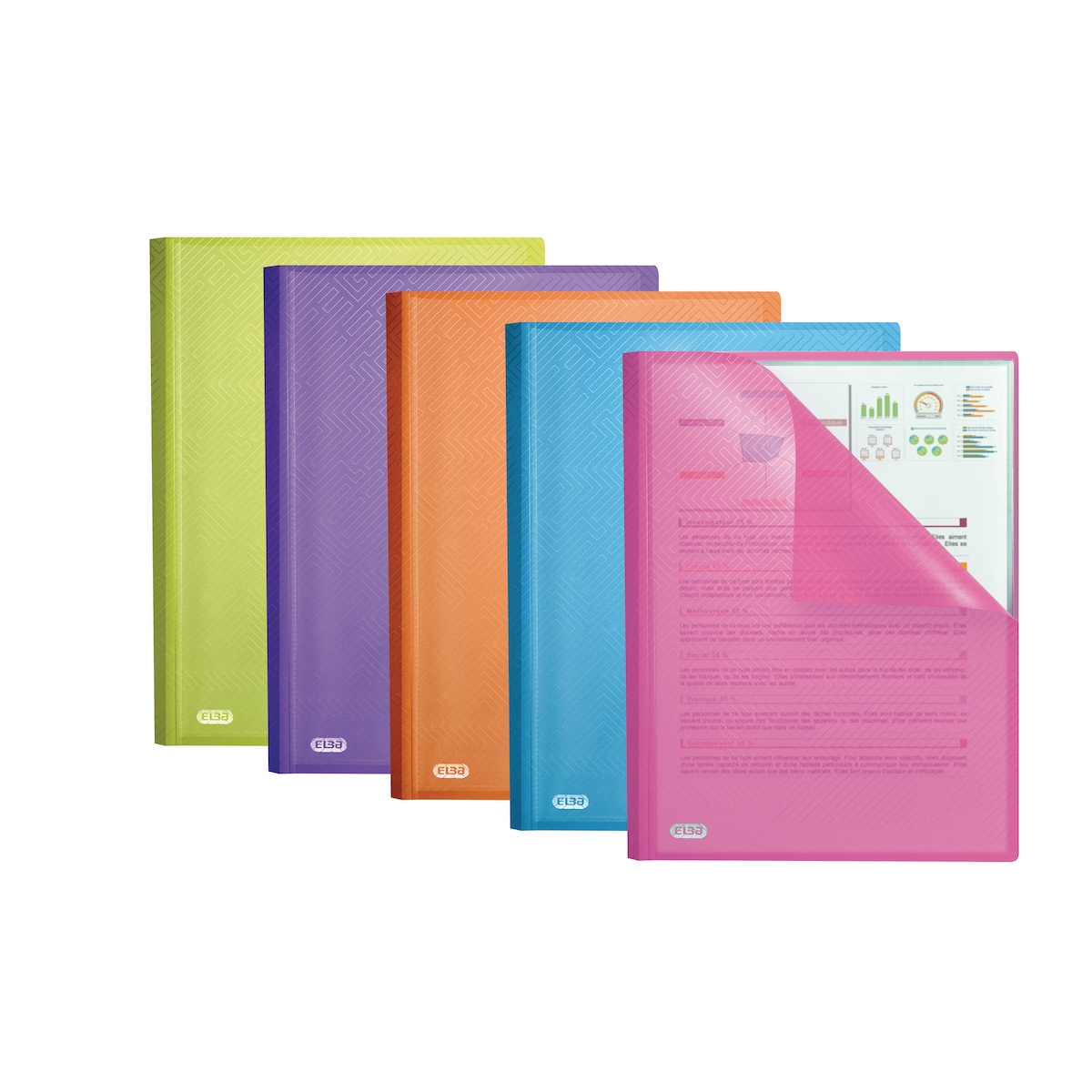 Elba Urban Display Book 20-Sheet Transparent Assorted Colours 1