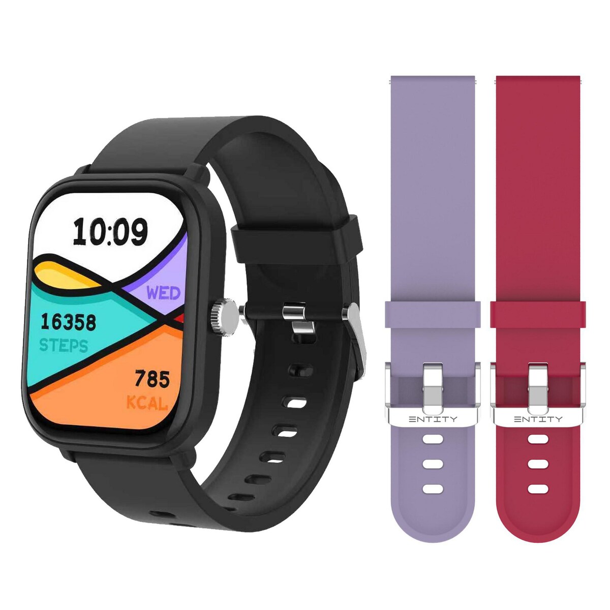 Entity Aero Smartwatch - Berry and Lilac Silicone Straps 1