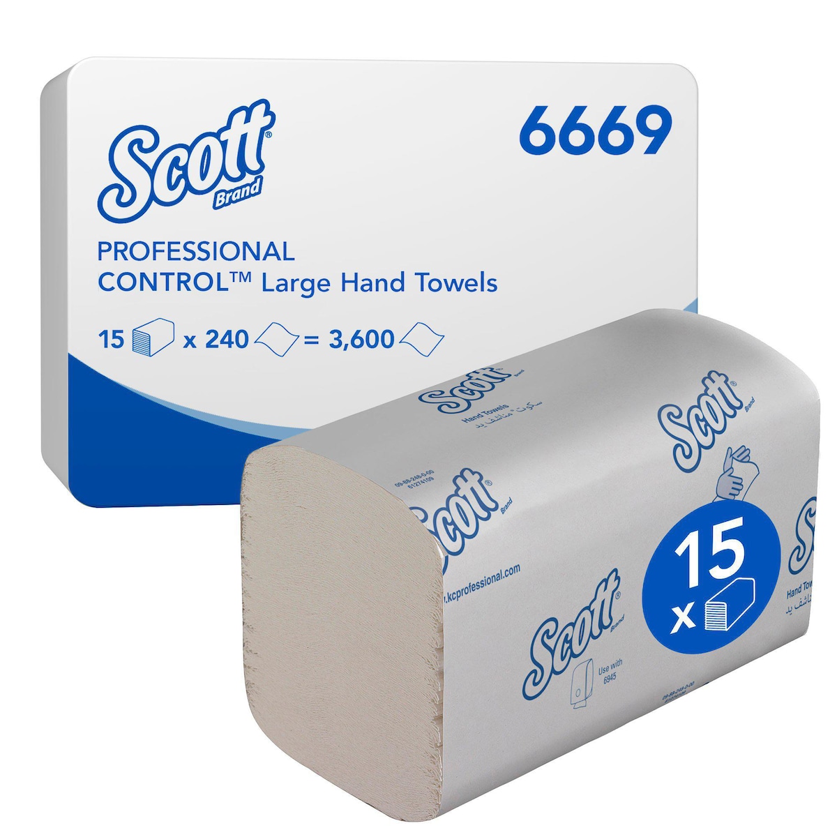 Scott Control Large Folded Hand Towels 6669 - White, 15 Packs x 240 Sheets 1