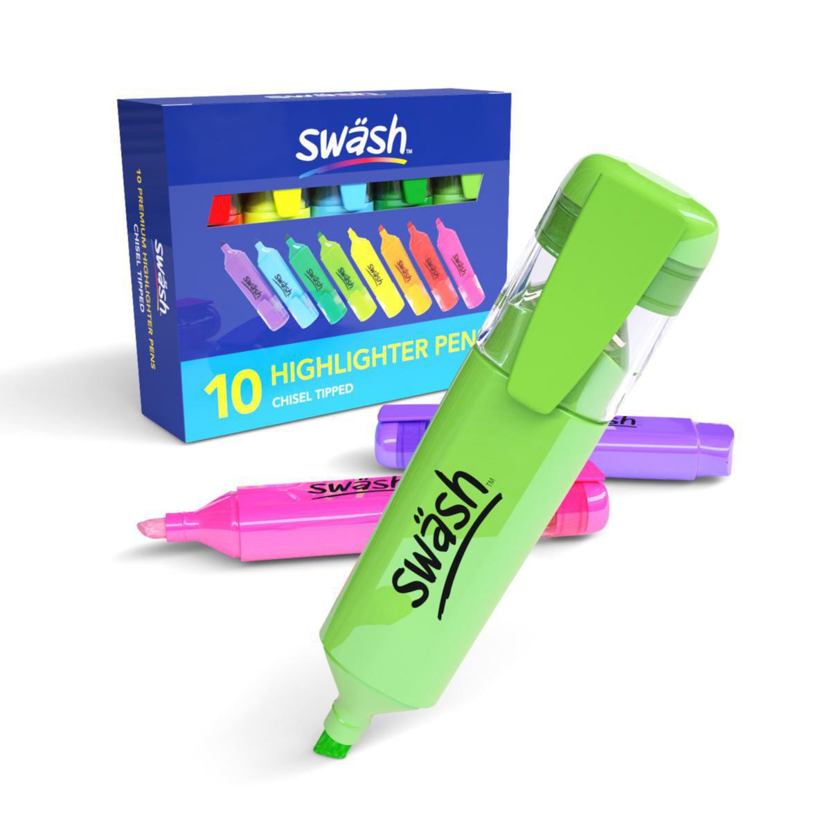 Swäsh Assorted Colours Premium Highlighters, Pack of 10 1