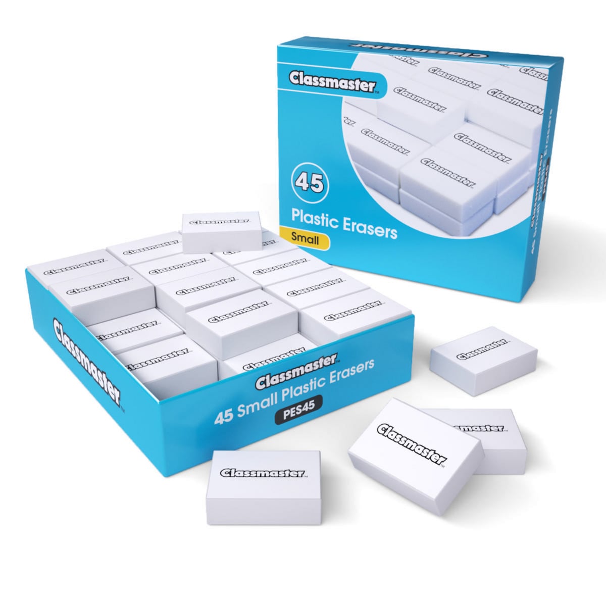 Show-me Small Plastic Pencil Erasers, Pack of 45 1