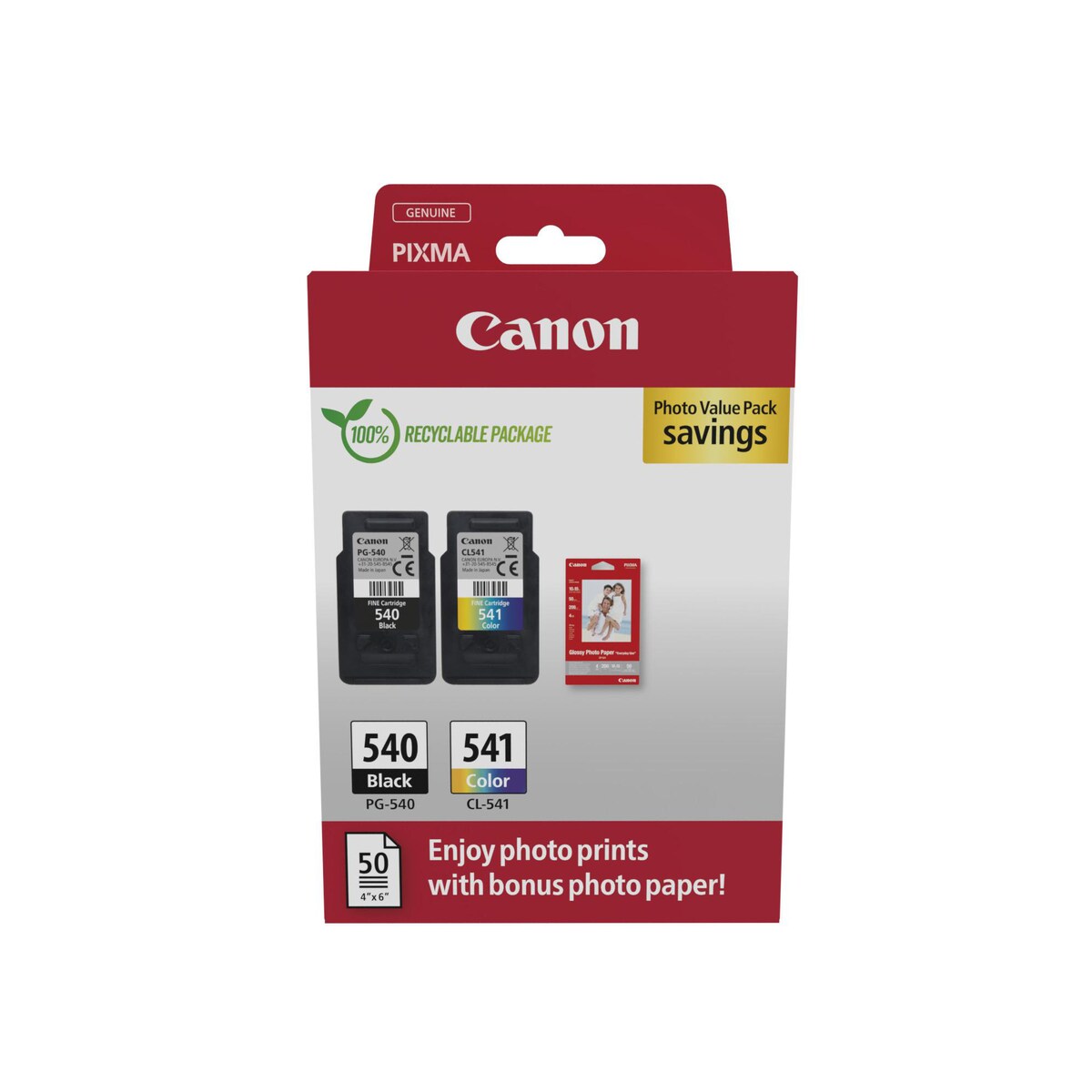 Canon PG-540/CL-541 PVP Inkjet Carts B/C/Y/M 1