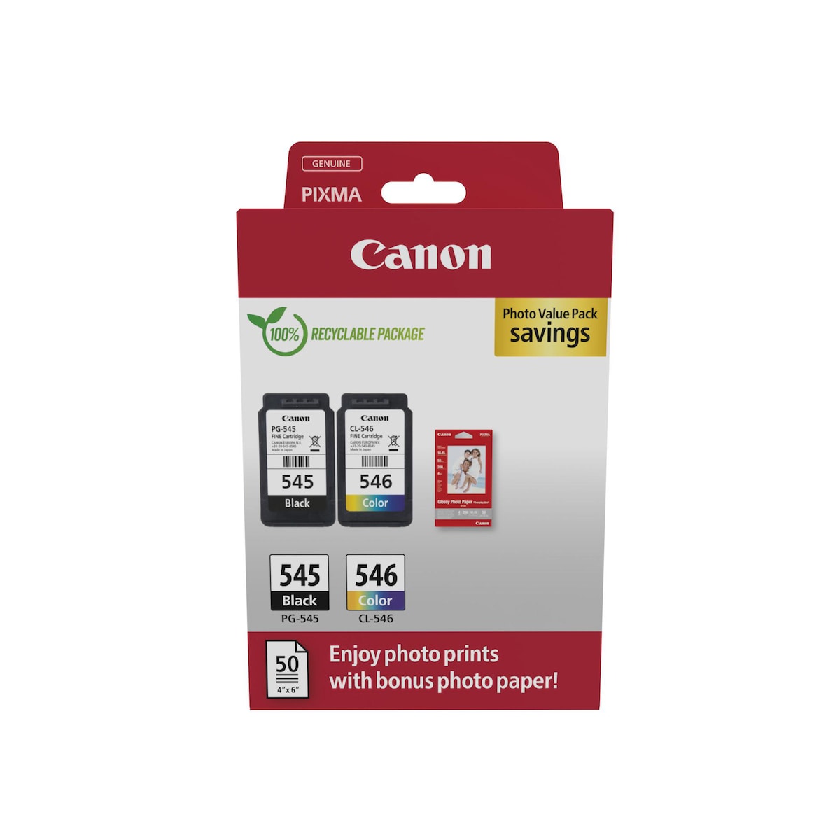 Canon PG-545/CL-546 PVP Inkjet Carts B/C/Y/M 1