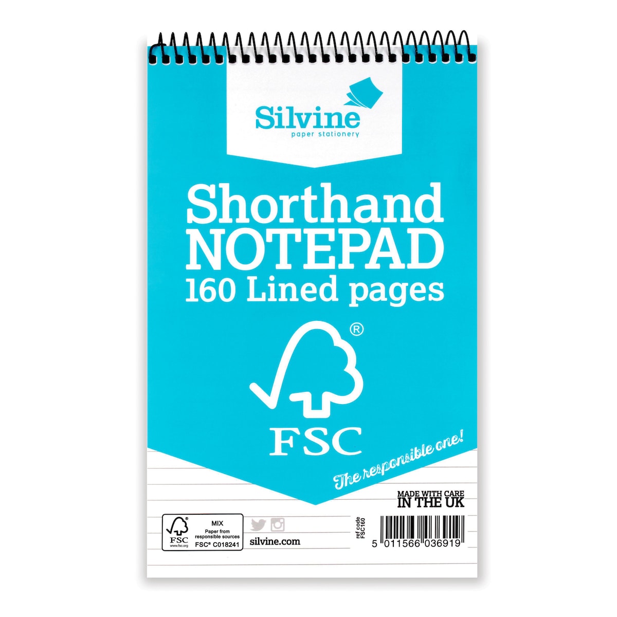 Silvine FSC Shorthand Twin-Wire Notebook - 8x5inches 1