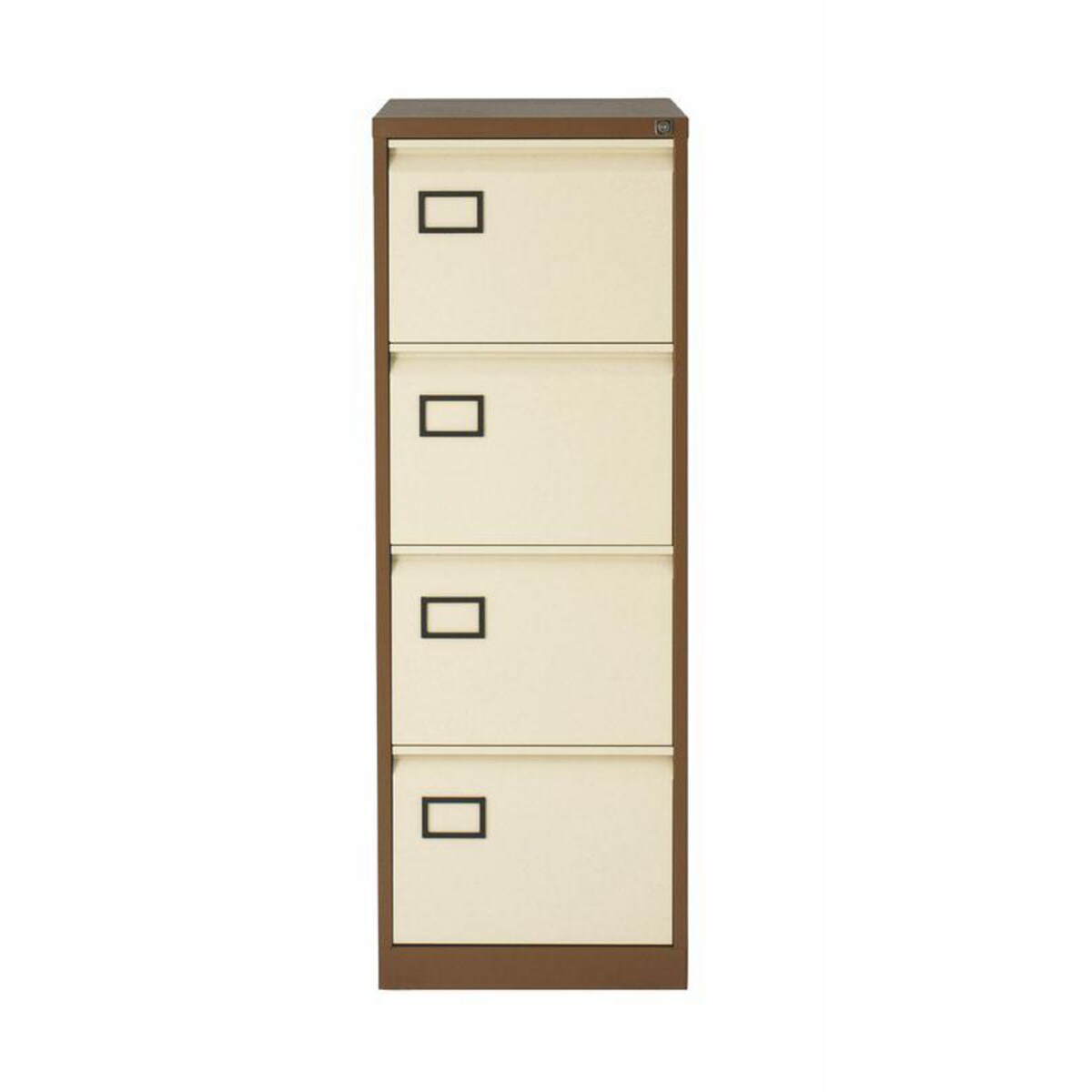 Bisley 4 Drawer Foolscap Filing Cabinet in Coffee / Cream 1