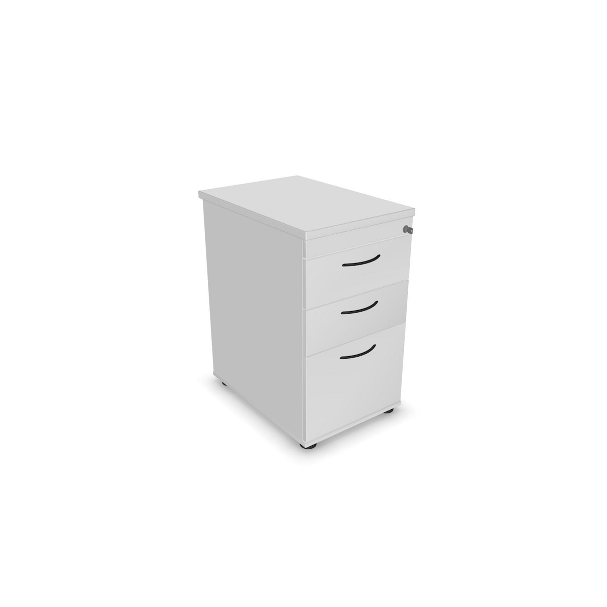3 Drawer Melamine Desk-High Pedestal White 1