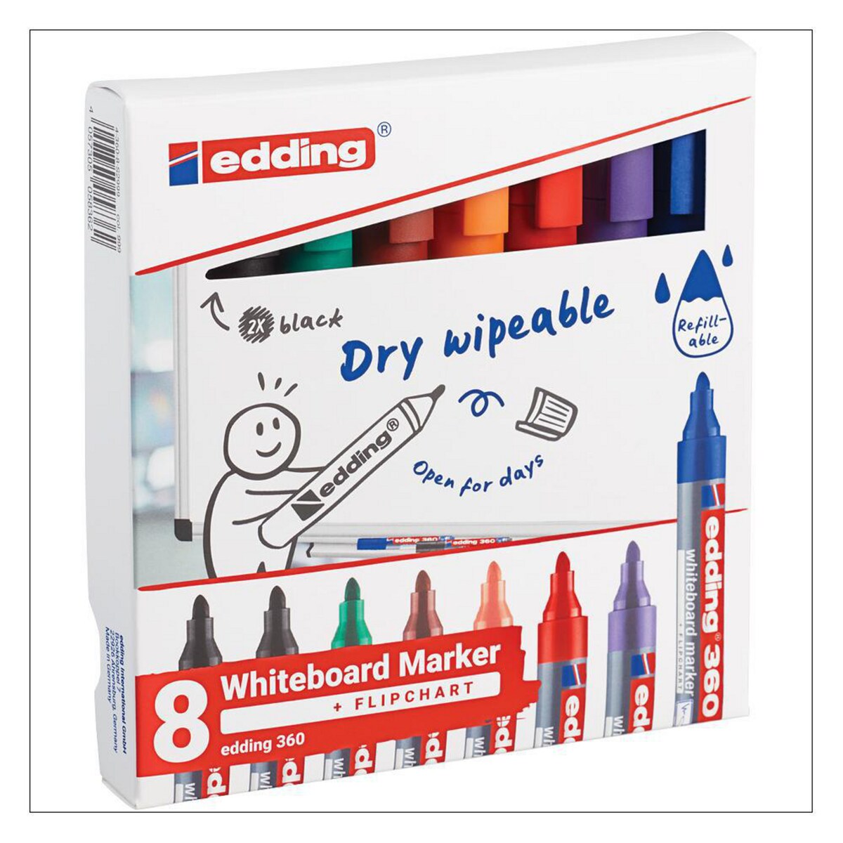 Edding 360 WhiteBoard Marker Bullet Tip - Pack of 8 Assorted Colours 1