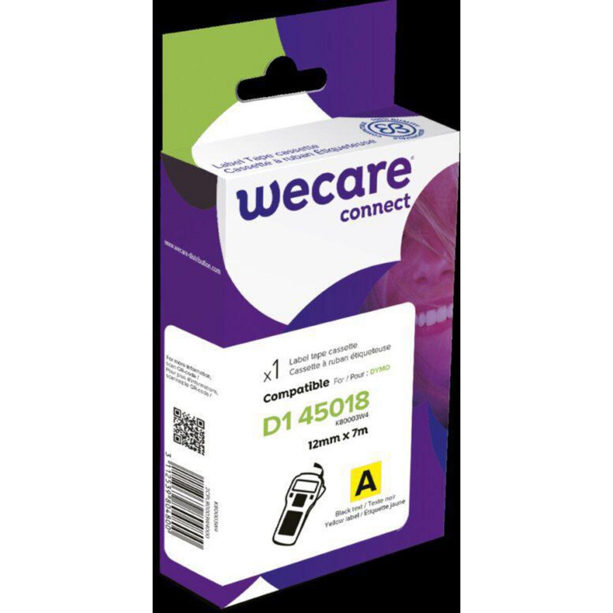 WeCare Compatible D1 45018 Label Tape Cassette for DYMO Labelling Machines 1