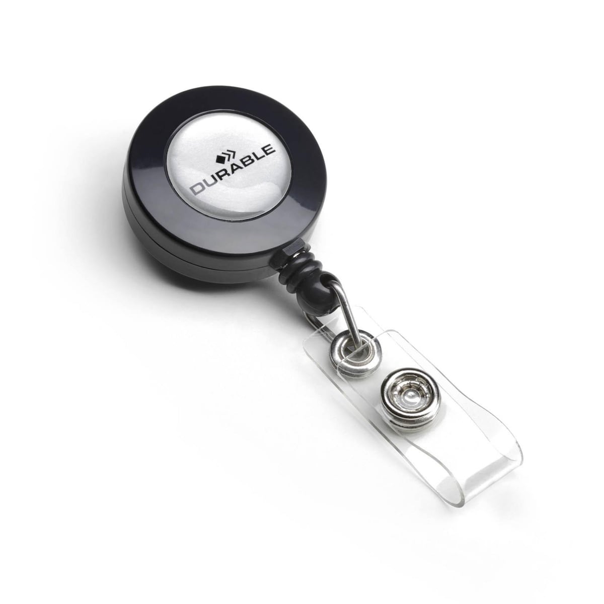 Durable Secure Retractable Badge Reel for ID Cards & Keys - Black, Pack of 10 1