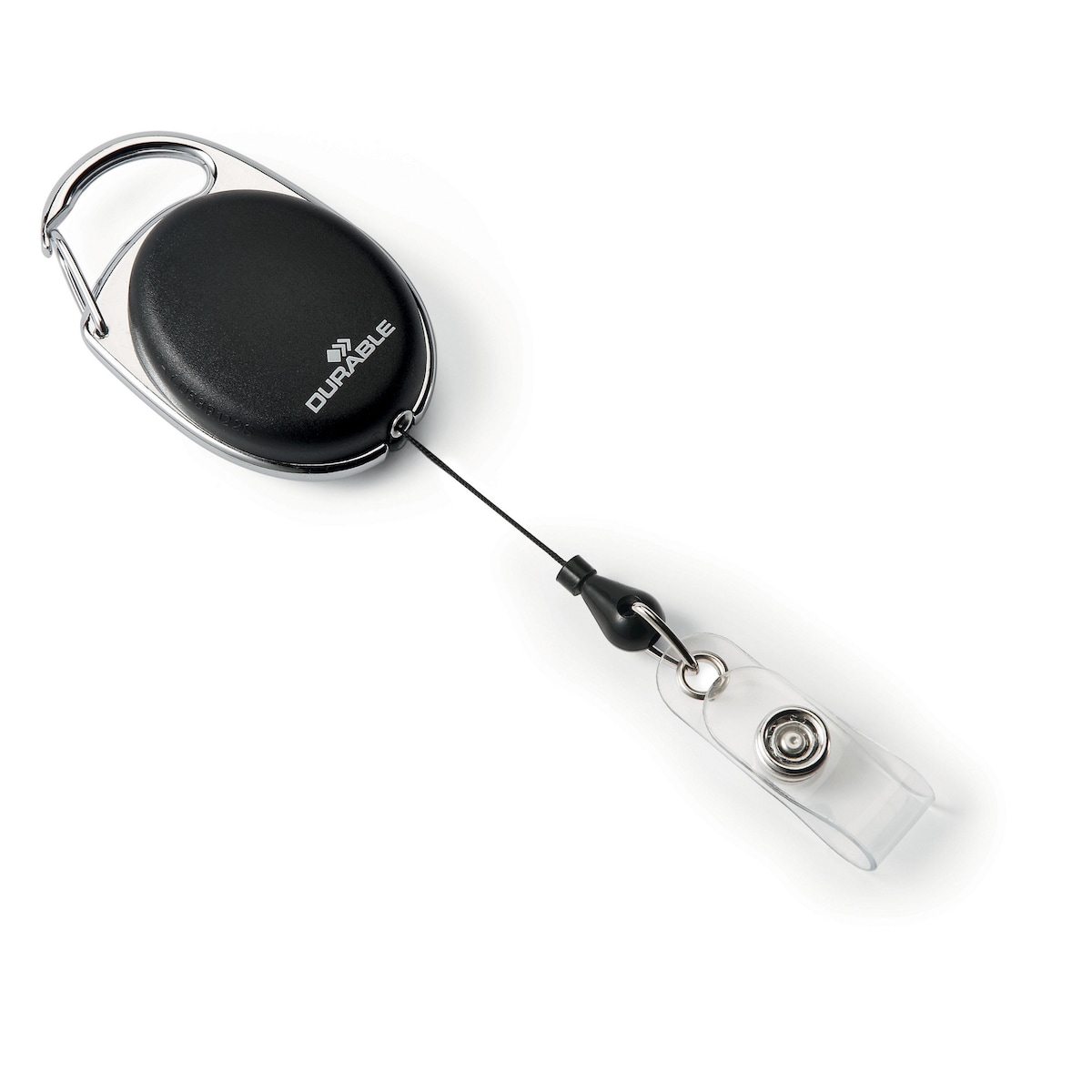 Durable Style Retractable Clip Badge Reel for ID and Keys - Black, Pack of 10 1