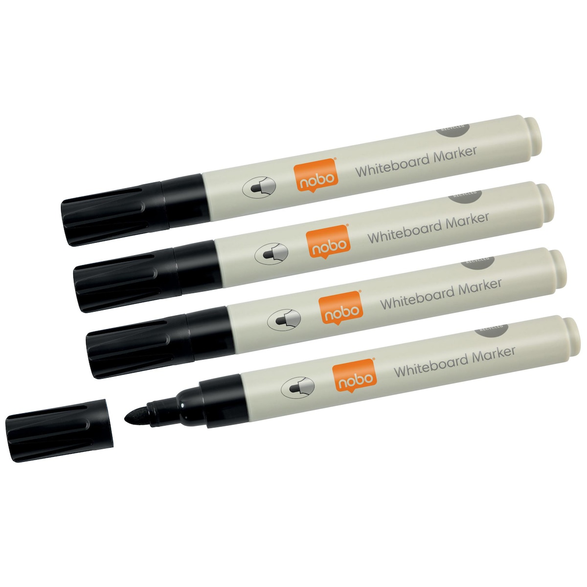 Nobo Whiteboard Pens, Bullet Tip Marker - 4 Pack 1