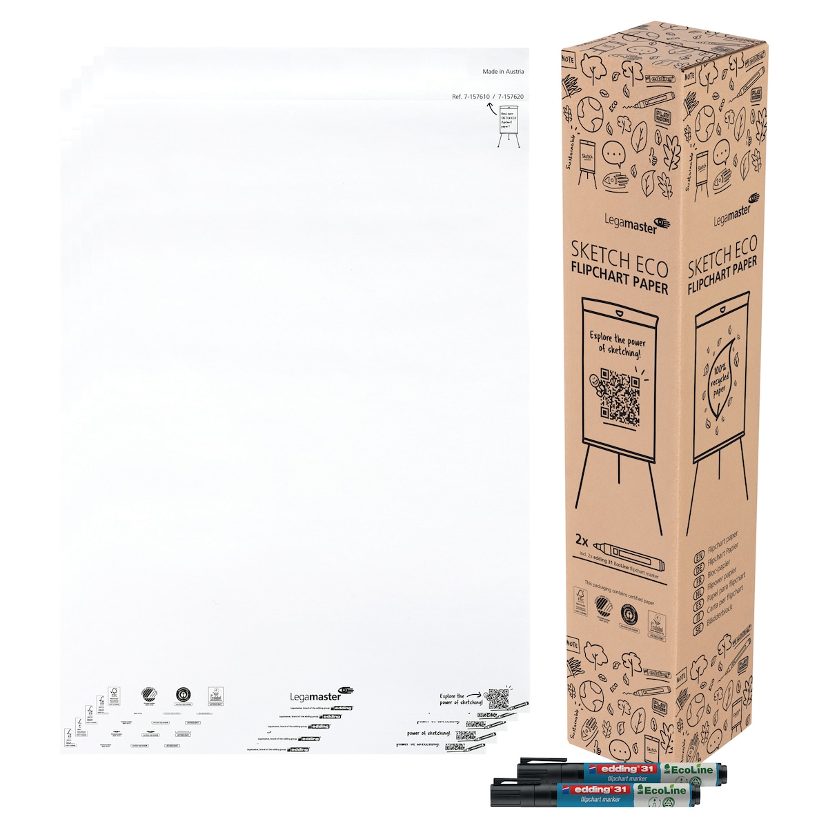 Sketch Eco Flip Pad Plain 20 Sheets, Pack 5 1