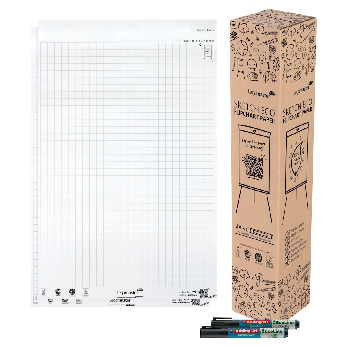 Sketch Eco Flip Pad Grid 50 Sheets, Pack 2 1
