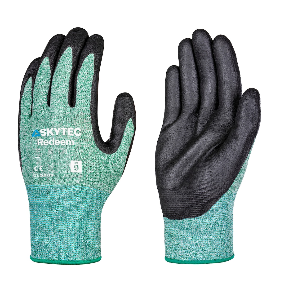 Skytec Redeem Green/Black Nitrile Gloves - Medium, Pair 1