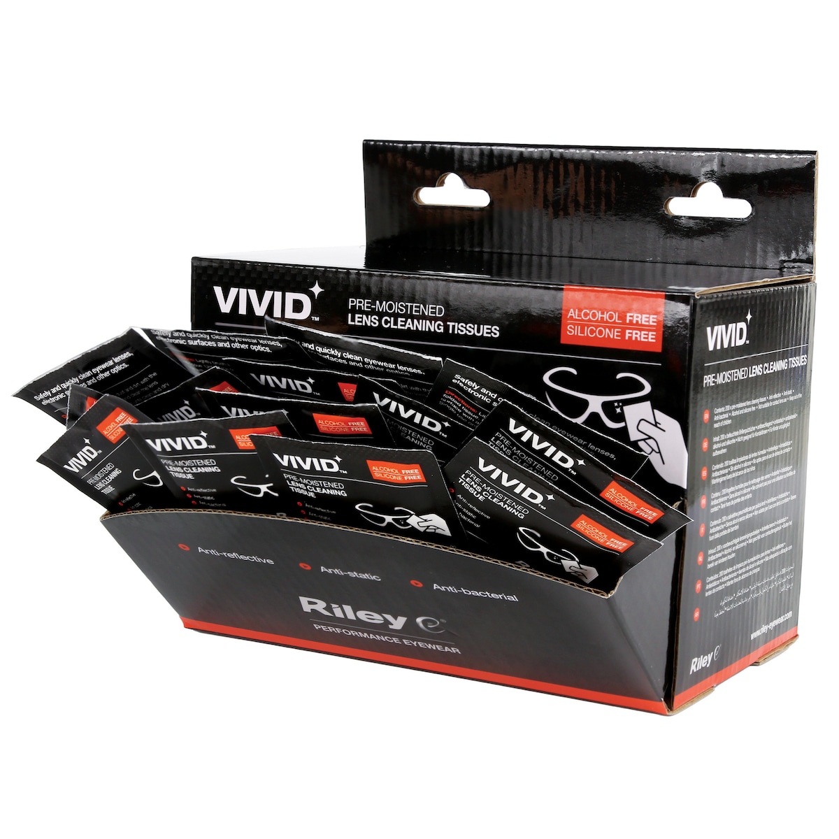 Riley Vivid Moist Lens Wipes - Box of 200 1