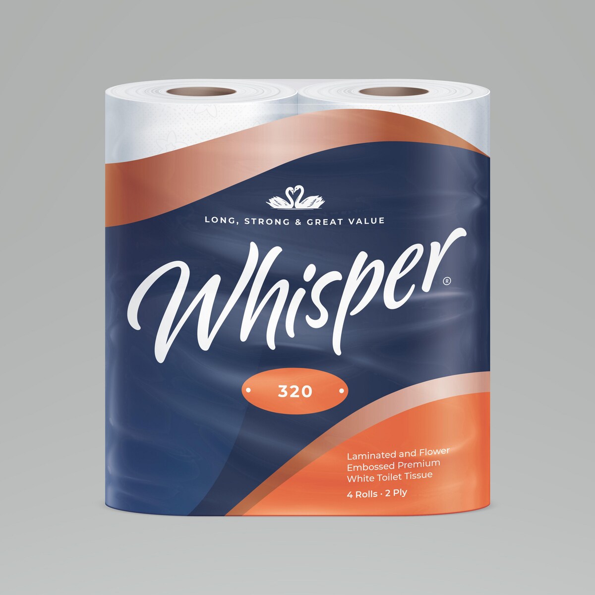 Whisper 320 sheet Embossed Toilet Roll - Pack of 36 1