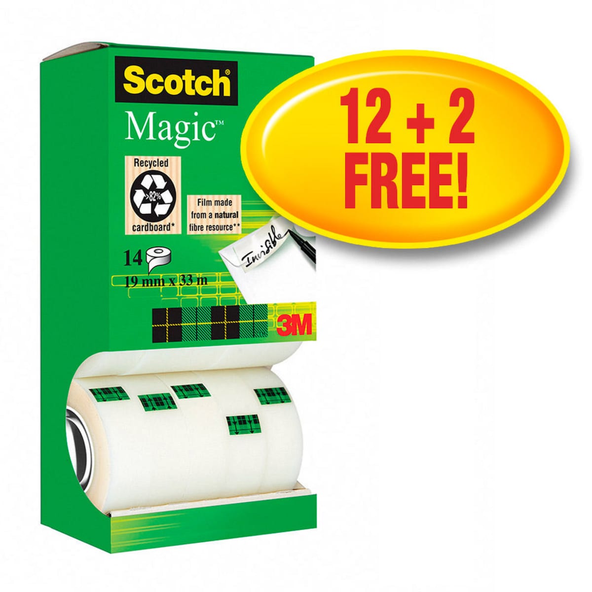 Scotch Magic Tape Tower Pack - 19mm x 33m, Pack of 14 1